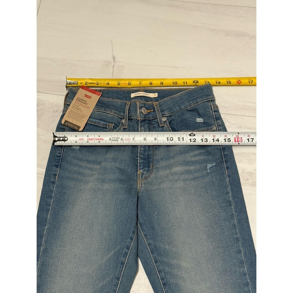 NWT Levi's Classic Straight Jeans Stellar Stretch New Ripped Distressed Size 4M - Picture 10 of 13